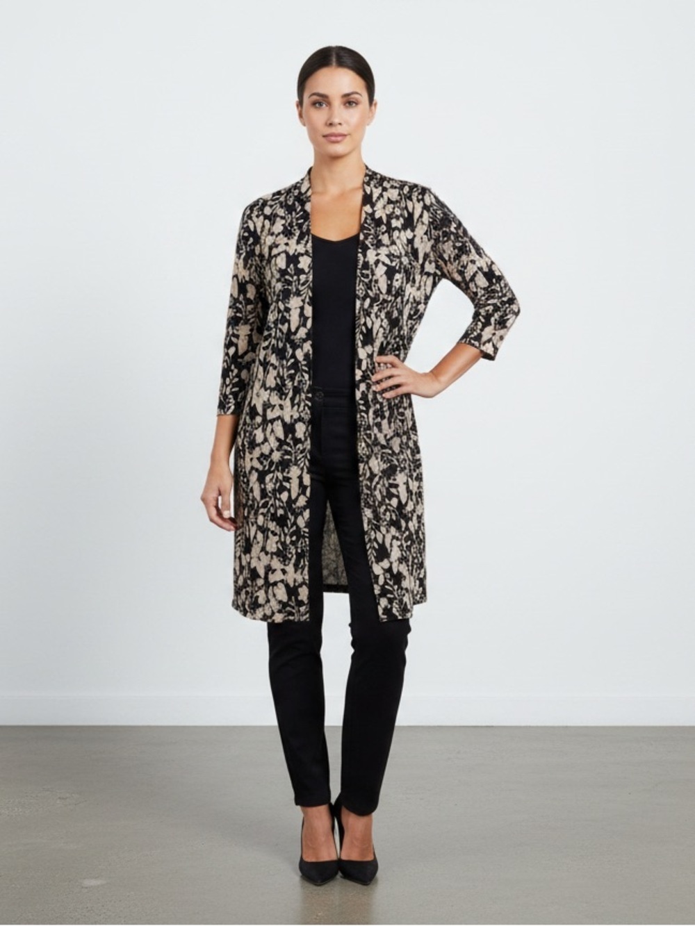 Dear Scarlett Soft & Lightweight Front Cardigan Featuring All Over Floral Print